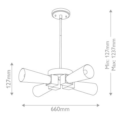Elstead - Lustră pe tijă KRISTY 4xE27/40W/230V, cu finisaj cupru