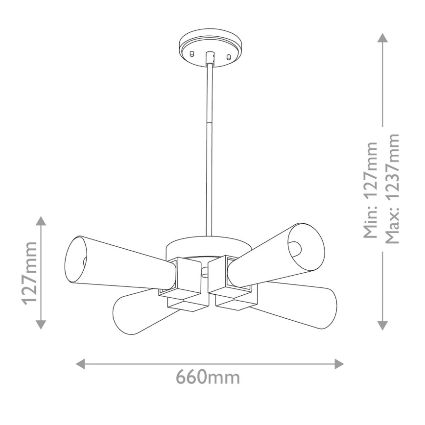 Elstead - Lustră pe tijă KRISTY 4xE27/40W/230V, cu finisaj cupru