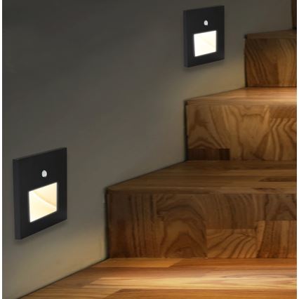 Emithor 70418 - Lampă LED pentru scări cu senzor SUNNY LED/1W/230V 4000K negru