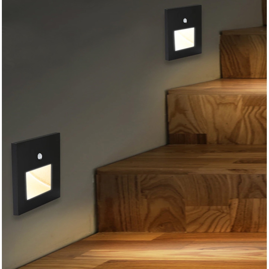 Emithor 70418 - Lampă LED pentru scări cu senzor SUNNY LED/1W/230V 4000K negru