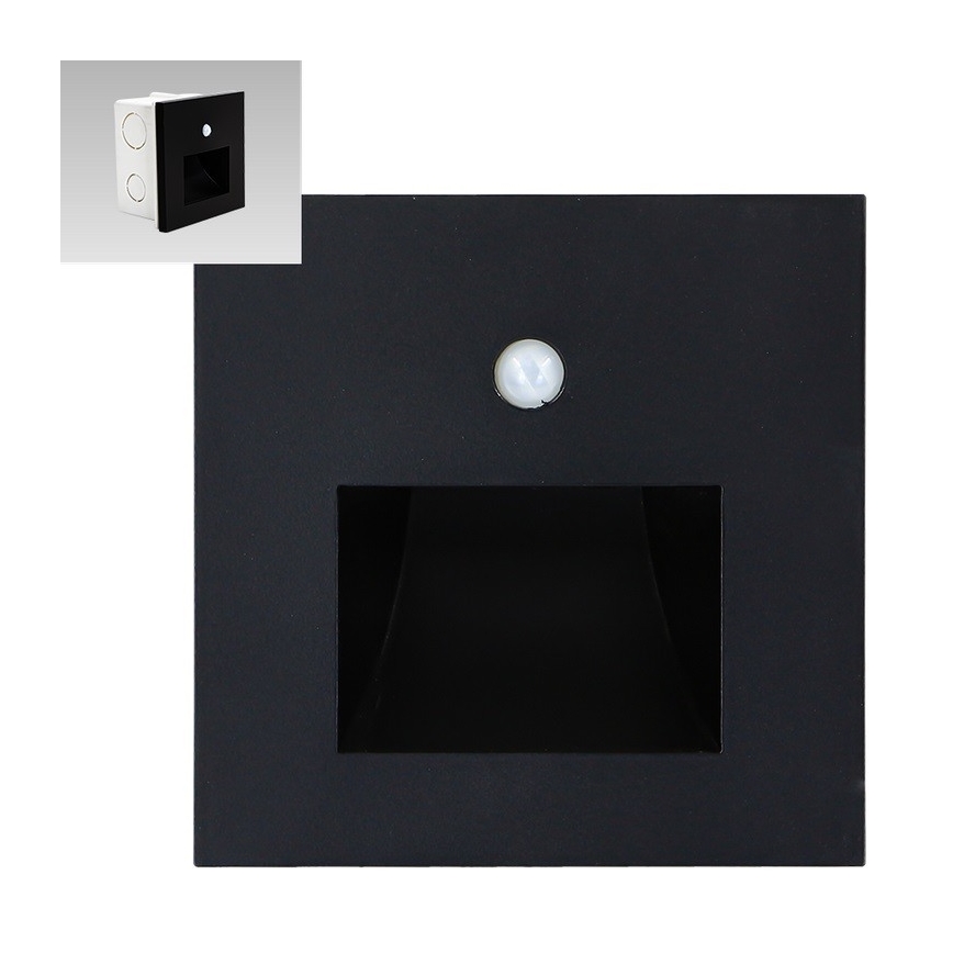 Emithor 70418 - Lampă LED pentru scări cu senzor SUNNY LED/1W/230V 4000K negru