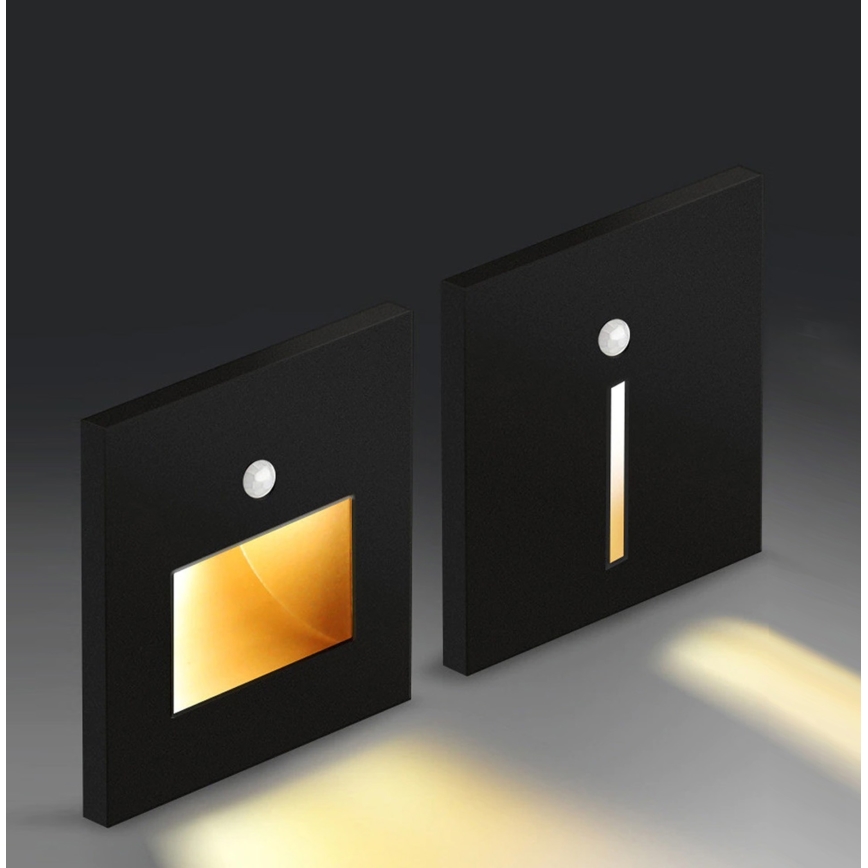 Emithor 70430 - Lampă LED pentru scări cu senzor LINE LED/1W/230V negru
