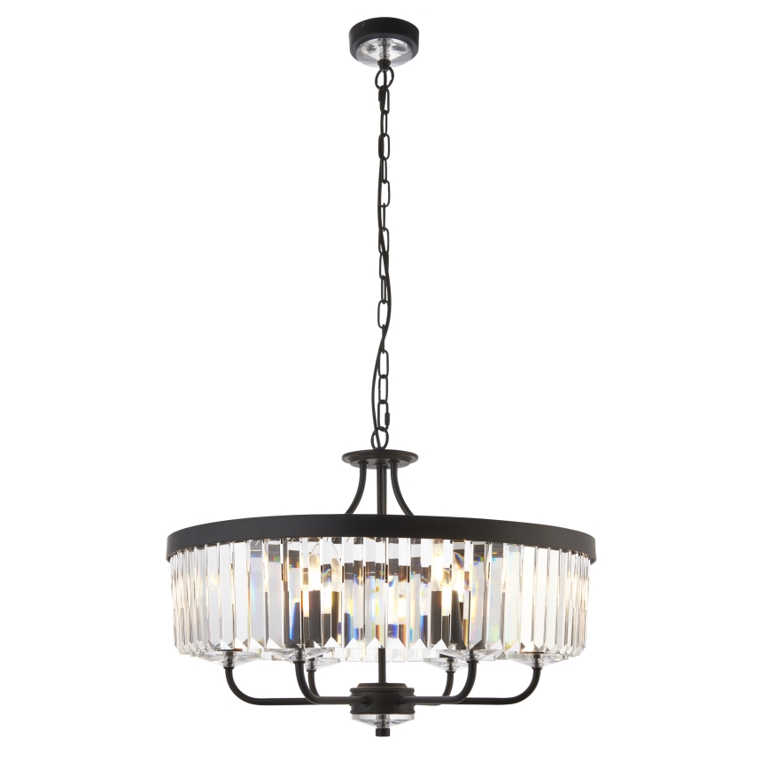 Endon 100711 - Candelabru suspendat pe lanț CHESTERFIELD, 6xE14/6W/230V, Ø 55 cm, negru