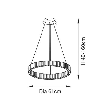 Endon 102255 - Lustră LAGUNA cu LED, dimerizabilă, suspendată pe cablu, LED/36W/230V, crom lucios