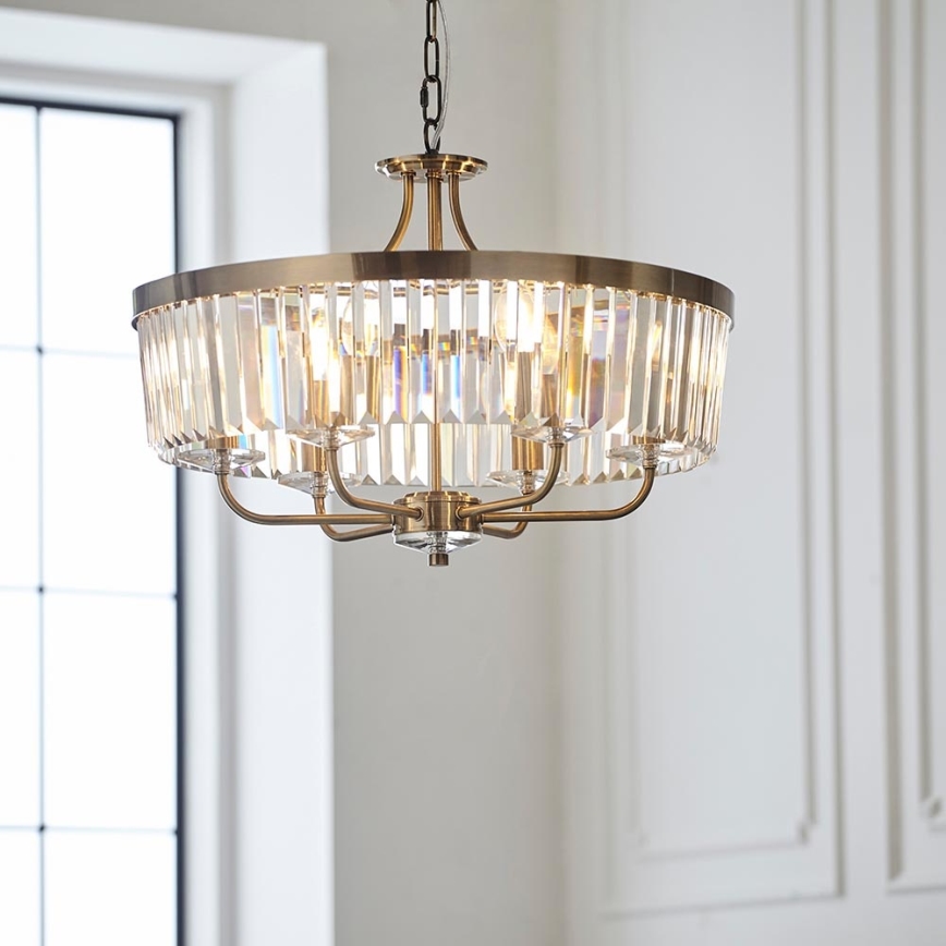Endon 102505 - Candelabru cu lanț, 6xE14/6W/230V, diametru 55 cm, alamă
