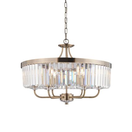 Endon 102505 - Candelabru cu lanț, 6xE14/6W/230V, diametru 55 cm, alamă