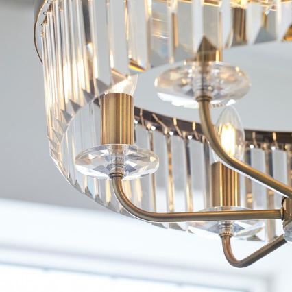 Endon 102505 - Candelabru cu lanț, 6xE14/6W/230V, diametru 55 cm, alamă