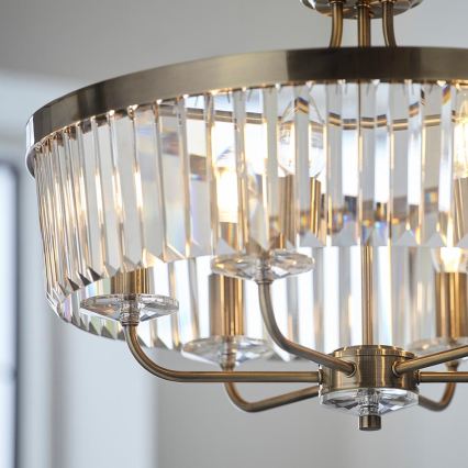 Endon 102505 - Candelabru cu lanț, 6xE14/6W/230V, diametru 55 cm, alamă