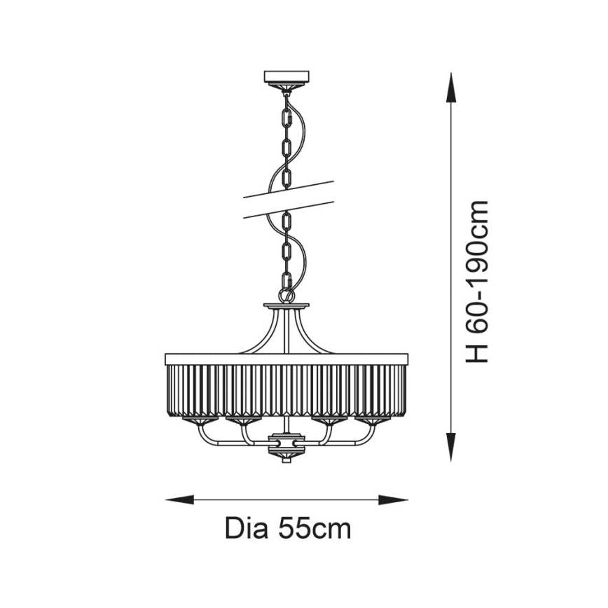 Endon 102505 - Candelabru cu lanț, 6xE14/6W/230V, diametru 55 cm, alamă
