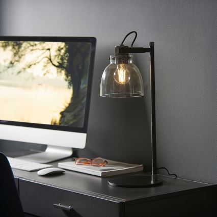 Endon 107012 - Lampă de masă URBAN 1xE27/10W/230V negru/fumuriu