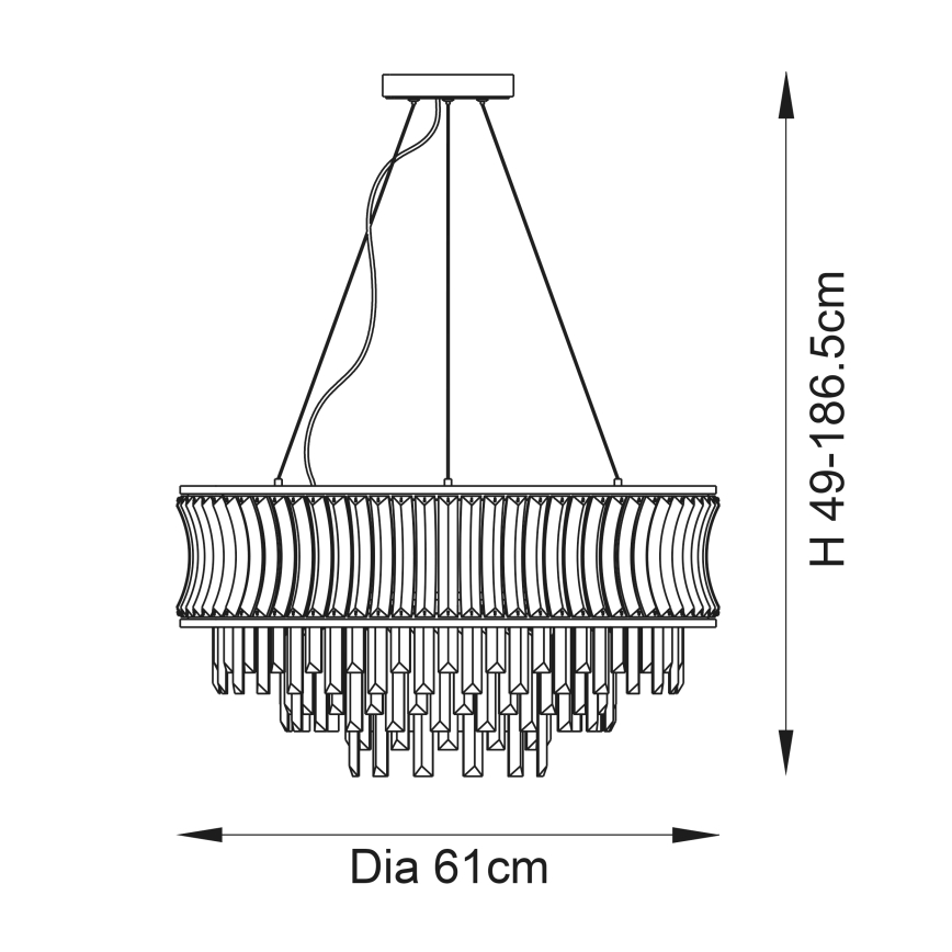 Endon 107785 - Candelabru suspendat pe cablu 9xE14/6W/230V auriu