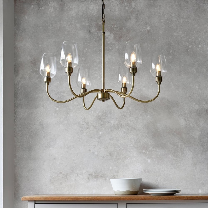 Endon 107791 - Candelabru pe lanț 6xE14/6W/230V alamă