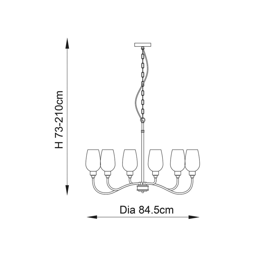 Endon 107791 - Candelabru pe lanț 6xE14/6W/230V alamă