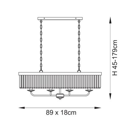 Endon 109058 - Lustră suspendată pe lanț, 4 x E14, 6 W, 230 V, crom lucios