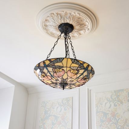 Endon 111869 - Lustra suspendată pe lanț Tiffany ASHTON 3xE27/10W/230V Ø 45 cm