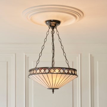 Endon 111870 - Candelabru suspendat pe lanț Tiffany FARGO 3xE27/10W/230V diam. 41,5 cm