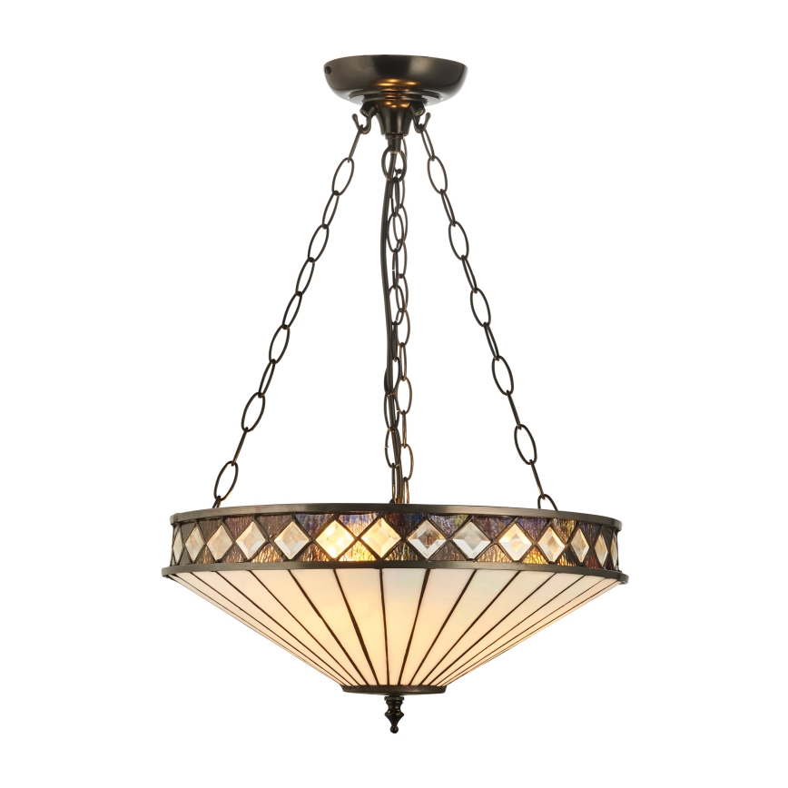 Endon 111870 - Candelabru suspendat pe lanț Tiffany FARGO 3xE27/10W/230V diam. 41,5 cm
