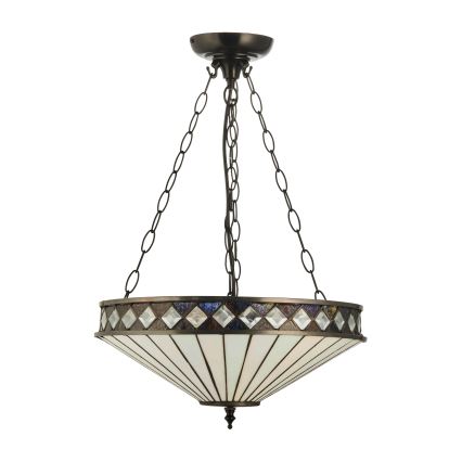 Endon 111870 - Candelabru suspendat pe lanț Tiffany FARGO 3xE27/10W/230V diam. 41,5 cm