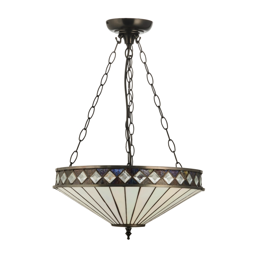 Endon 111870 - Candelabru suspendat pe lanț Tiffany FARGO 3xE27/10W/230V diam. 41,5 cm