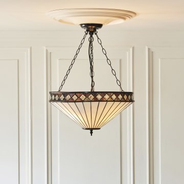 Endon 111871 - Candelabru suspendat cu lanț Tiffany FARGO, 3x E27/10W/230V, diam. 50 cm