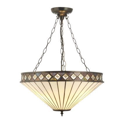 Endon 111871 - Candelabru suspendat cu lanț Tiffany FARGO, 3x E27/10W/230V, diam. 50 cm