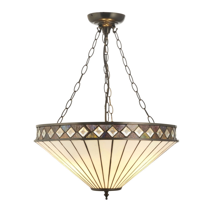 Endon 111871 - Candelabru suspendat cu lanț Tiffany FARGO, 3x E27/10W/230V, diam. 50 cm