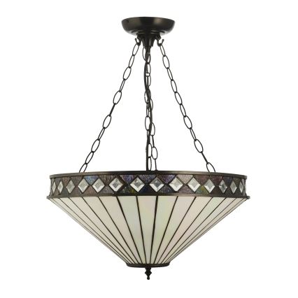 Endon 111871 - Candelabru suspendat cu lanț Tiffany FARGO, 3x E27/10W/230V, diam. 50 cm