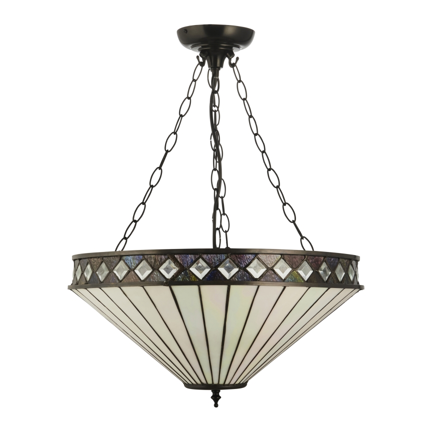 Endon 111871 - Candelabru suspendat cu lanț Tiffany FARGO, 3x E27/10W/230V, diam. 50 cm