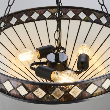 Endon 111871 - Candelabru suspendat cu lanț Tiffany FARGO, 3x E27/10W/230V, diam. 50 cm