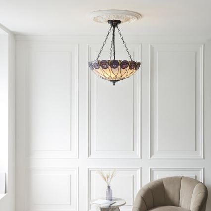 Endon 111872 - Lustru suspendat pe lanț Tiffany HUTCHINSON, 3 x E27 (max. 60 W), 230 V, diam. 50 cm