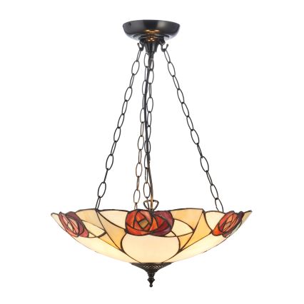 Endon 111879 - Candelabru pe lanț Tiffany INGRAM 3xE27/10W/230V, diam. 45 cm