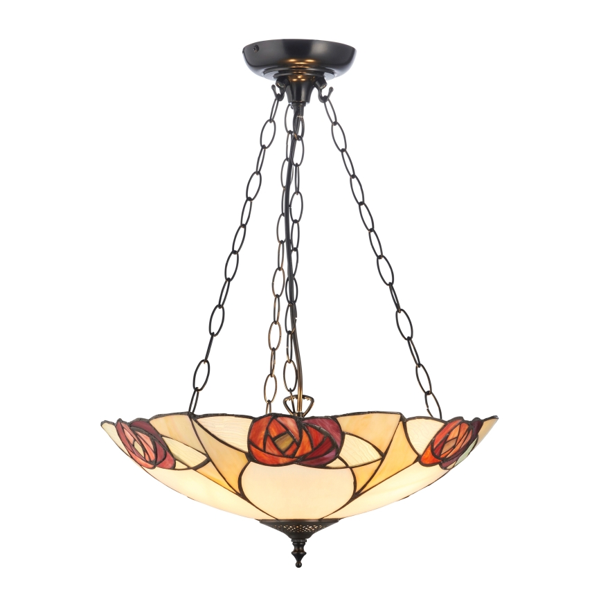 Endon 111879 - Candelabru pe lanț Tiffany INGRAM 3xE27/10W/230V, diam. 45 cm