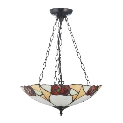 Endon 111879 - Candelabru pe lanț Tiffany INGRAM 3xE27/10W/230V, diam. 45 cm