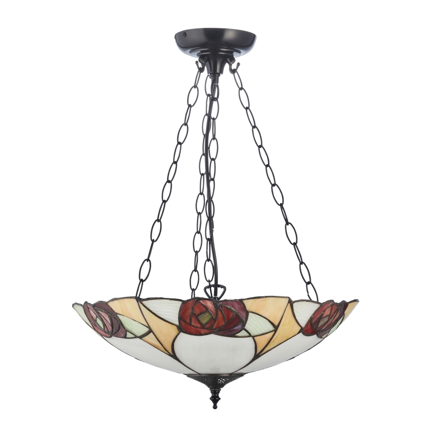 Endon 111879 - Candelabru pe lanț Tiffany INGRAM 3xE27/10W/230V, diam. 45 cm