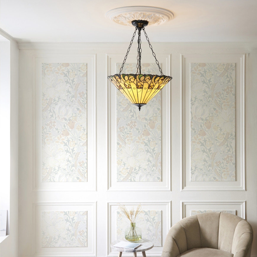 Endon 111881 - Candelabru suspendat pe lanț Tiffany JAMELIA, 3xE27/10W/230V, diametru 50 cm