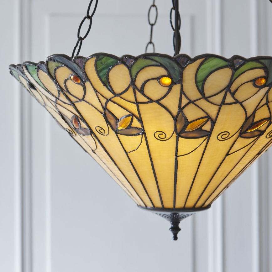 Endon 111881 - Candelabru suspendat pe lanț Tiffany JAMELIA, 3xE27/10W/230V, diametru 50 cm