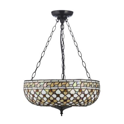 Endon 111882 - Candelabru pe lanț Tiffany MILLE FEUX 3xE27/10W/230V, diam. 45 cm