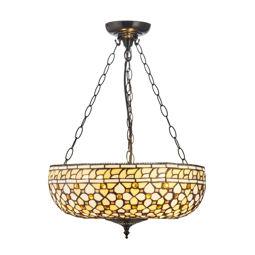 Endon 111882 - Candelabru pe lanț Tiffany MILLE FEUX 3xE27/10W/230V, diam. 45 cm
