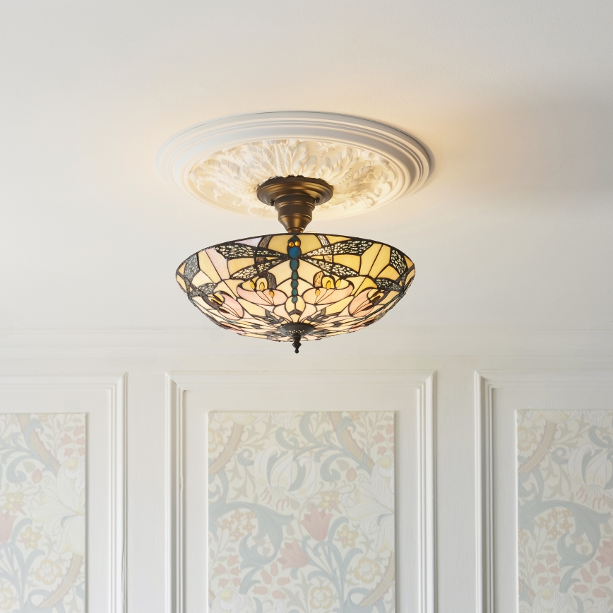 Endon 111892 - Lustră aplicată Tiffany ASHTON 3xE27/10W/230V Ø 45 cm