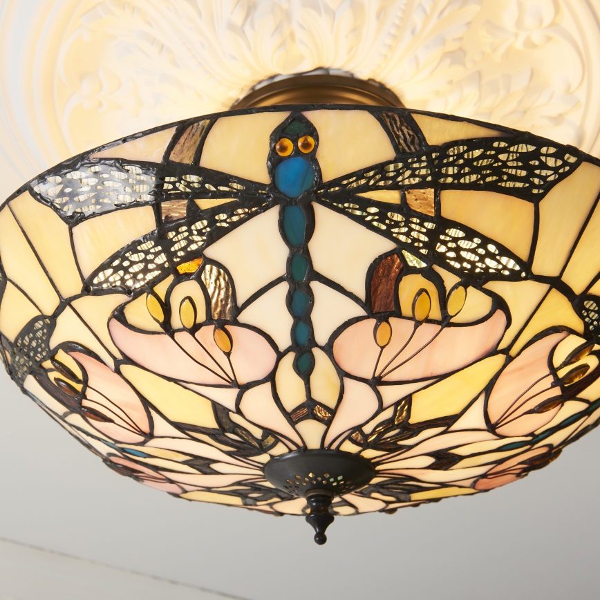 Endon 111892 - Lustră aplicată Tiffany ASHTON 3xE27/10W/230V Ø 45 cm