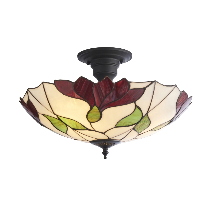 Endon 111896 - Lustră de tavan aplicată Tiffany BOTANICA, 3 x E27, 10 W, 230 V, diametru 45 cm