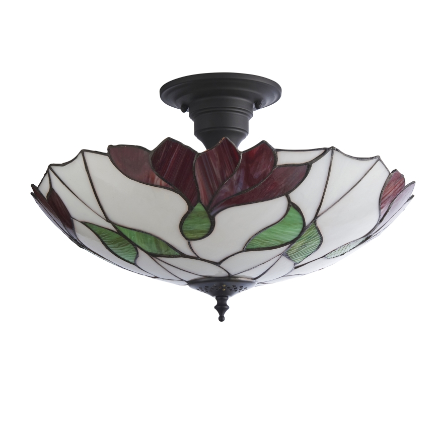 Endon 111896 - Lustră de tavan aplicată Tiffany BOTANICA, 3 x E27, 10 W, 230 V, diametru 45 cm