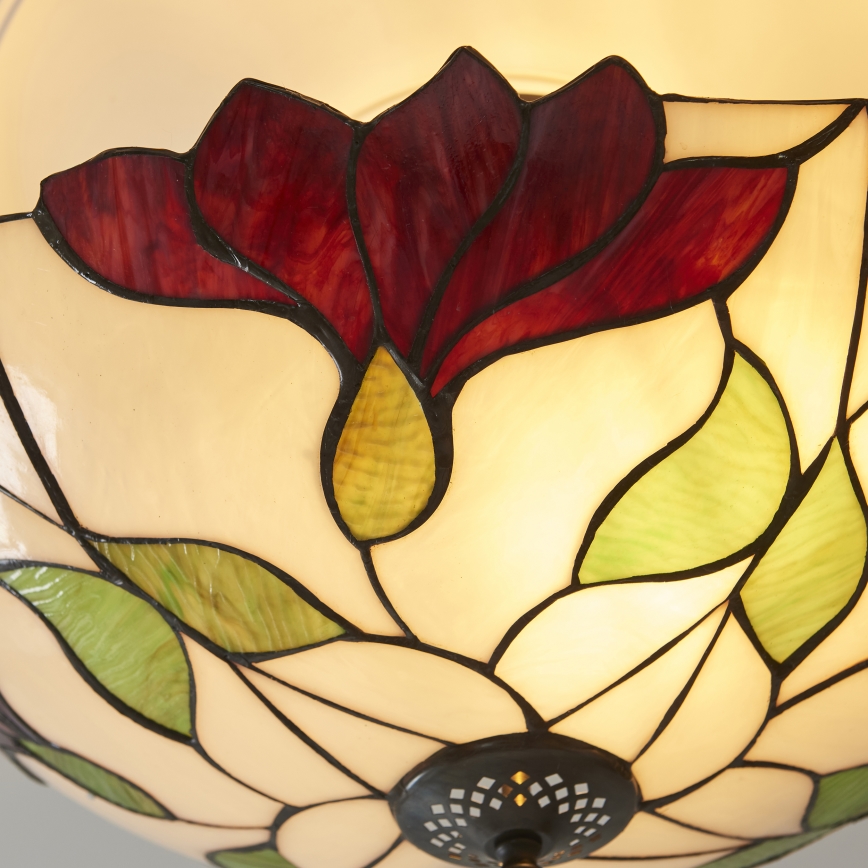 Endon 111896 - Lustră de tavan aplicată Tiffany BOTANICA, 3 x E27, 10 W, 230 V, diametru 45 cm