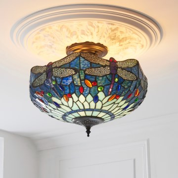 Endon 111897 - Plafonieră Tiffany DRAGONFLY 3xE27/10W/230V Ø 41 cm