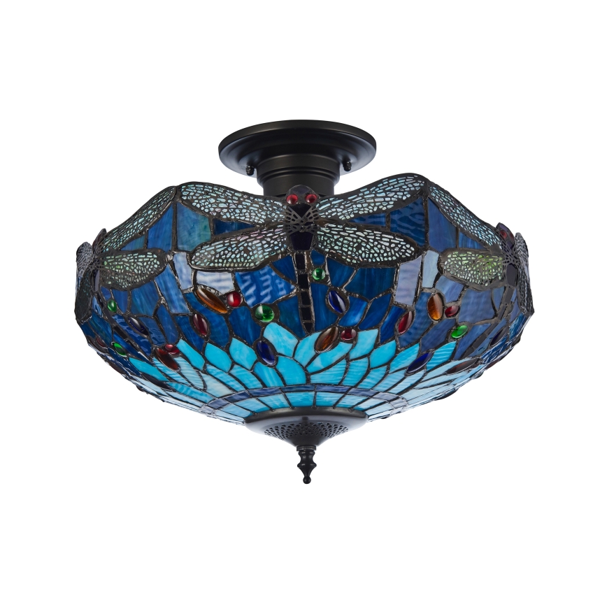 Endon 111897 - Plafonieră Tiffany DRAGONFLY 3xE27/10W/230V Ø 41 cm