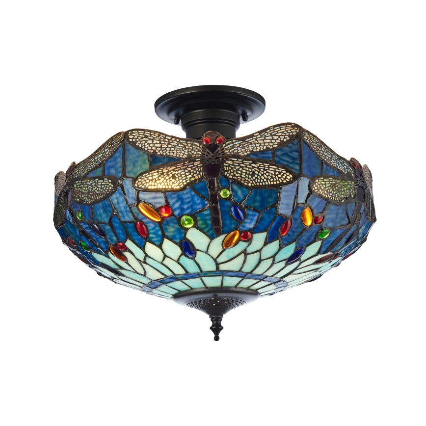 Endon 111897 - Plafonieră Tiffany DRAGONFLY 3xE27/10W/230V Ø 41 cm