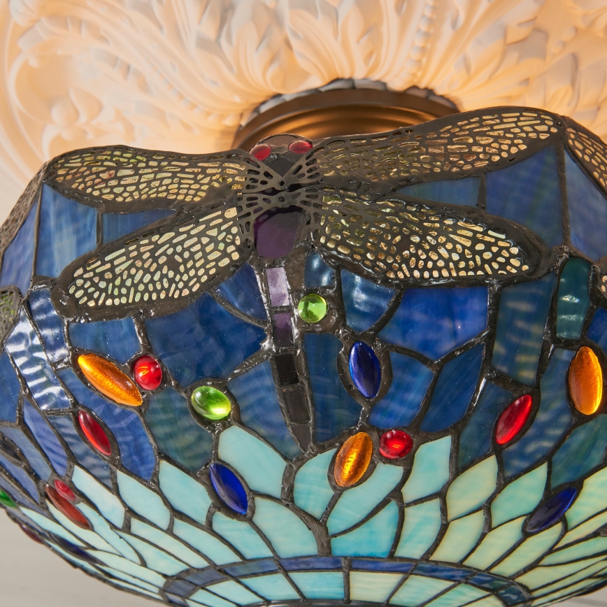 Endon 111897 - Plafonieră Tiffany DRAGONFLY 3xE27/10W/230V Ø 41 cm