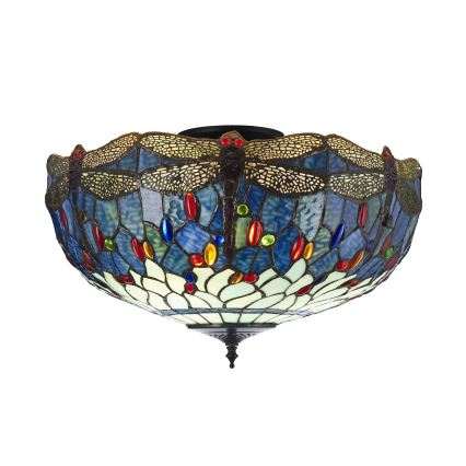 Endon 111899 - Plafonieră Tiffany DRAGONFLY 3xE27/10W/230V, diam. 50 cm