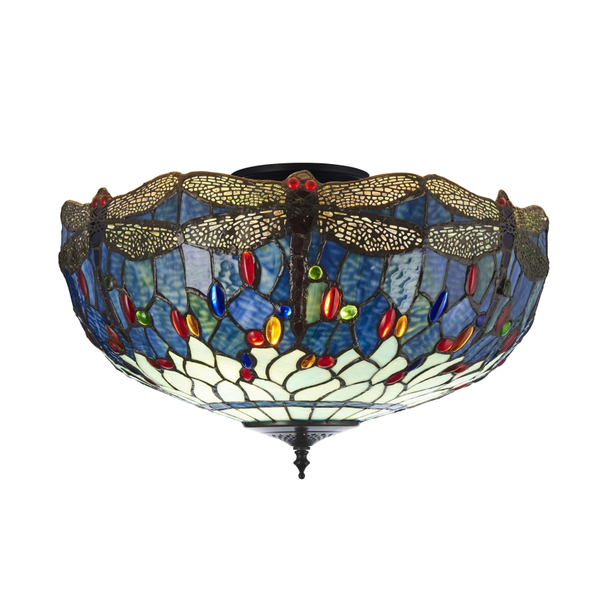 Endon 111899 - Plafonieră Tiffany DRAGONFLY 3xE27/10W/230V, diam. 50 cm