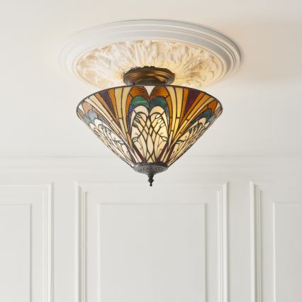 Endon 111905 - Lustru aplicat Tiffany HECTOR 3xE27/10W/230V, diametru 40 cm